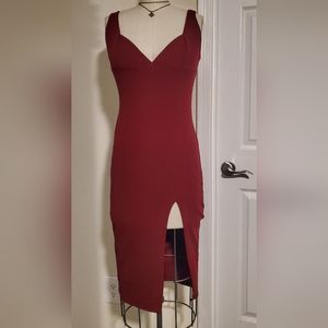 Red Nastygal slit dress